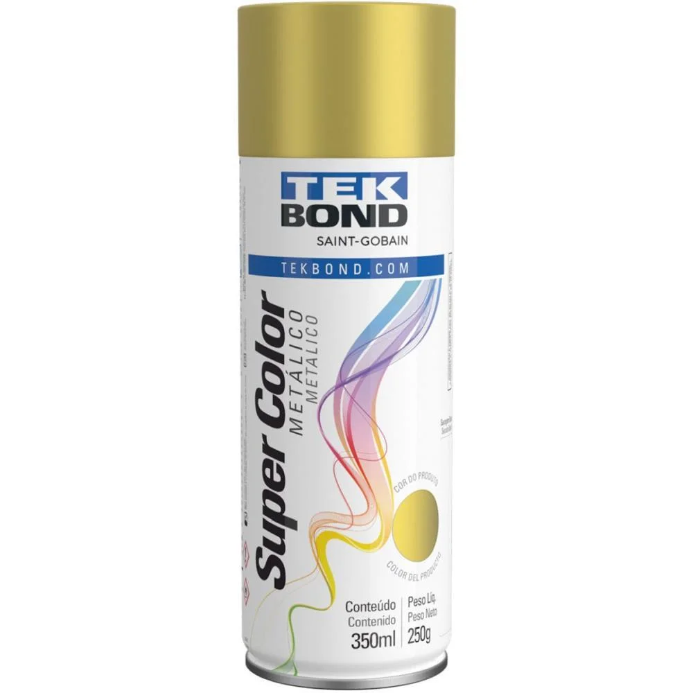 Tinta Spray Metalico Dourado 350Ml/250G Tekbond