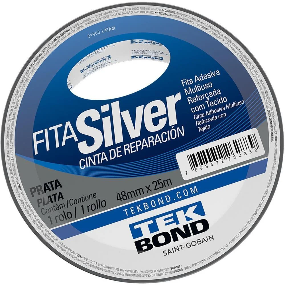 Fita De Alta Resistencia Silver Prata 48Mmx25M Tekbond