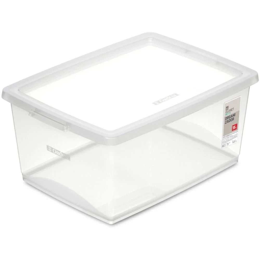 Caixa Plastica Multiuso Cristal 15L 30X41X18,6 C/Trava Ordene