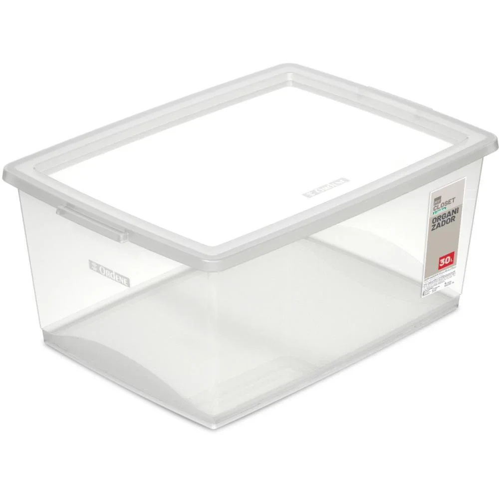 Caixa Plastica Multiuso Cristal 30L 37,8X53X23,5 C/Tra Ordene