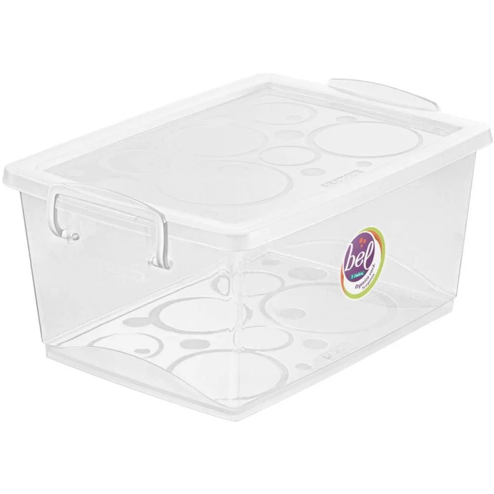Caixa Plastica Multiuso Cristal 4L 19X26X12Cm C/Trava Ordene