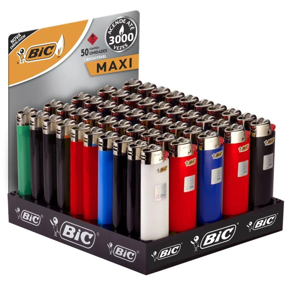 Isqueiro Descartavel Bic Maxi Bandeja C/50 Unid. Bic (Bandeja)