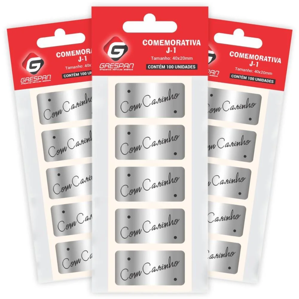 Etiqueta Para Presente Com Carinho Retangular Grespan (Ct.c/100)
