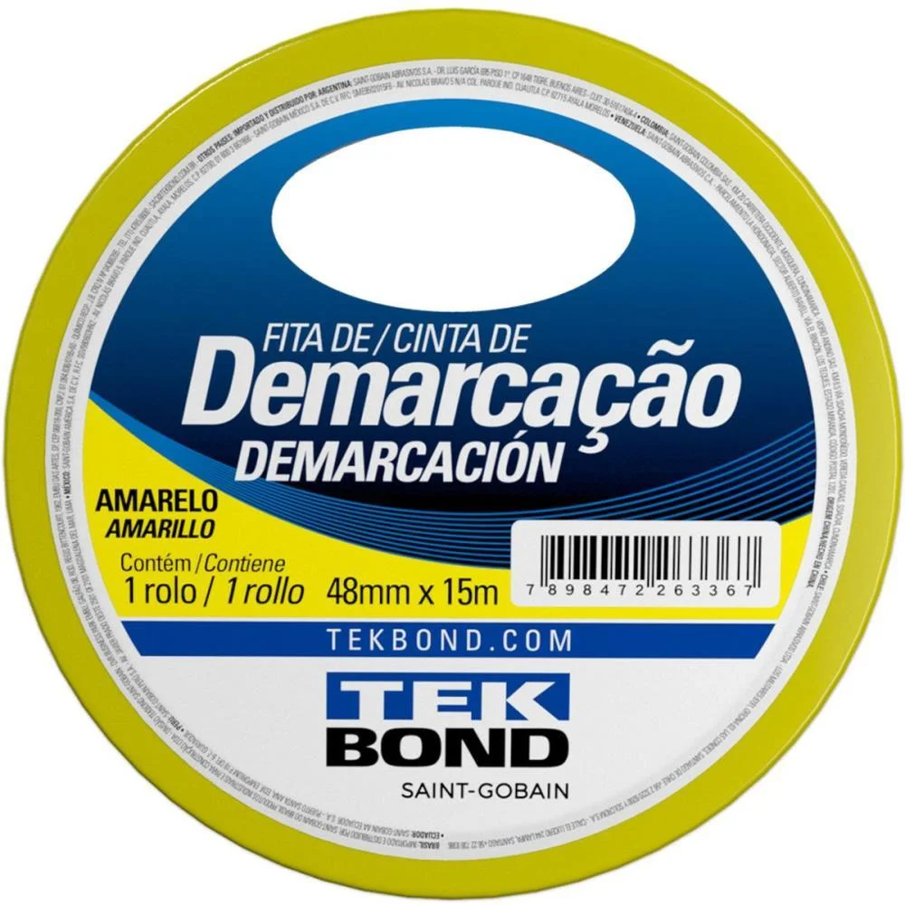 Fita Para Demarcacao De Solo Pvc Amarela 48Mmx15M Tekbond