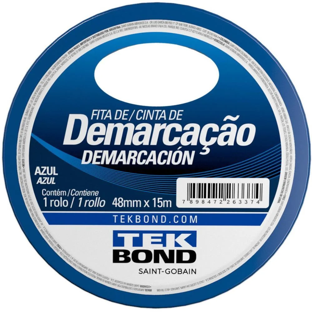 Fita Para Demarcacao De Solo Pvc Azul 48Mmx15M Tekbond