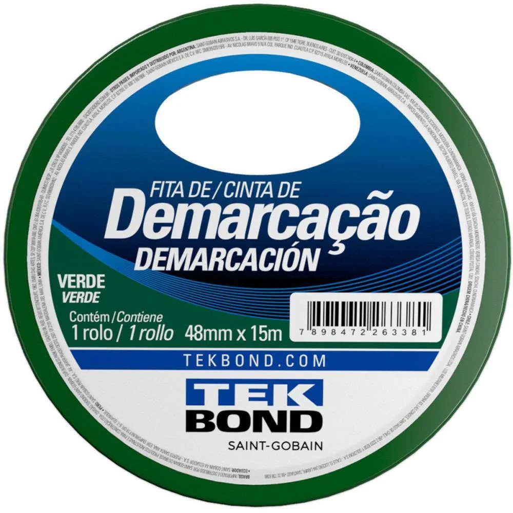 Fita Para Demarcacao De Solo Pvc Verde 48Mmx15M Tekbond