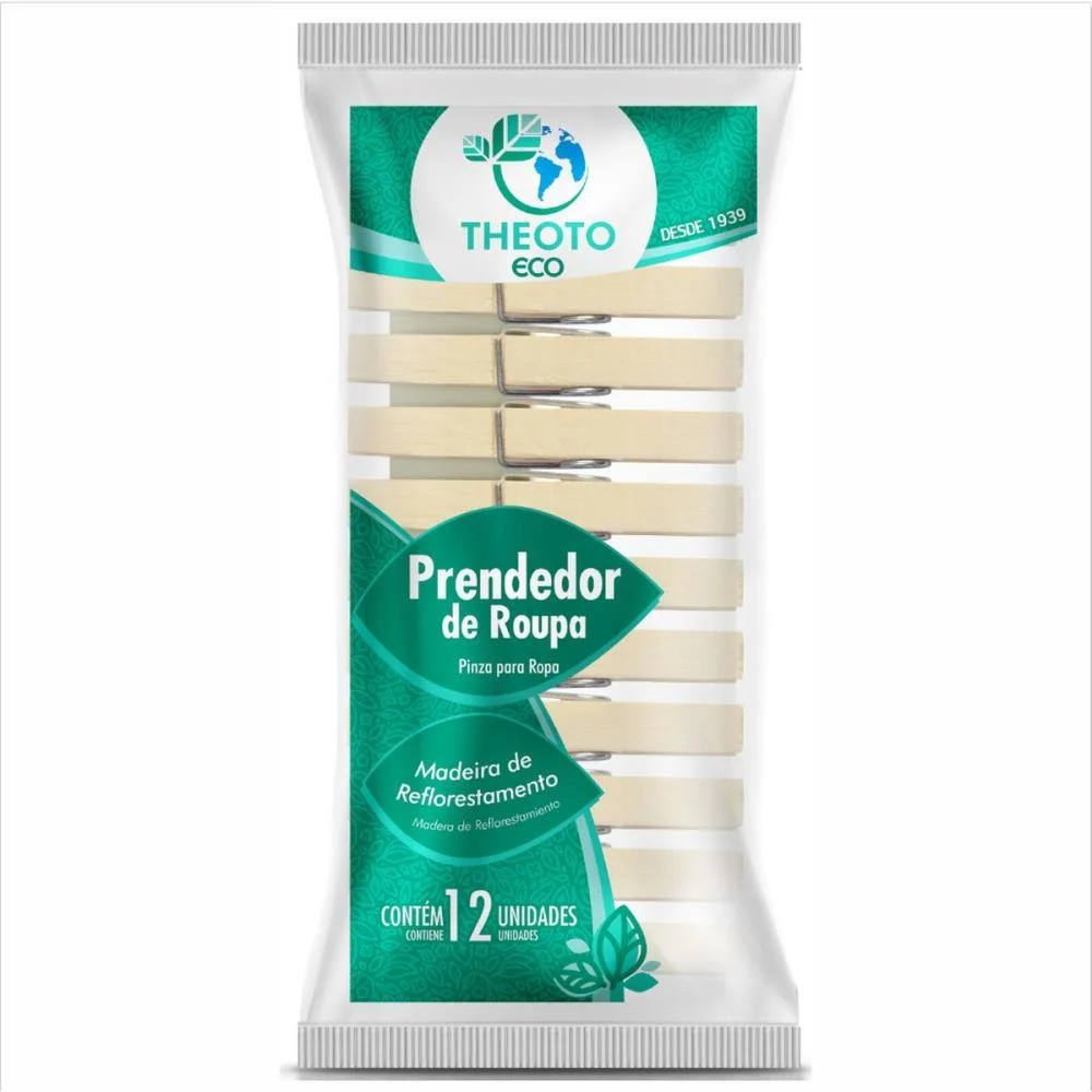 Prendedor De Roupa Madeira Pequeno Theoto (Pct.c/12)