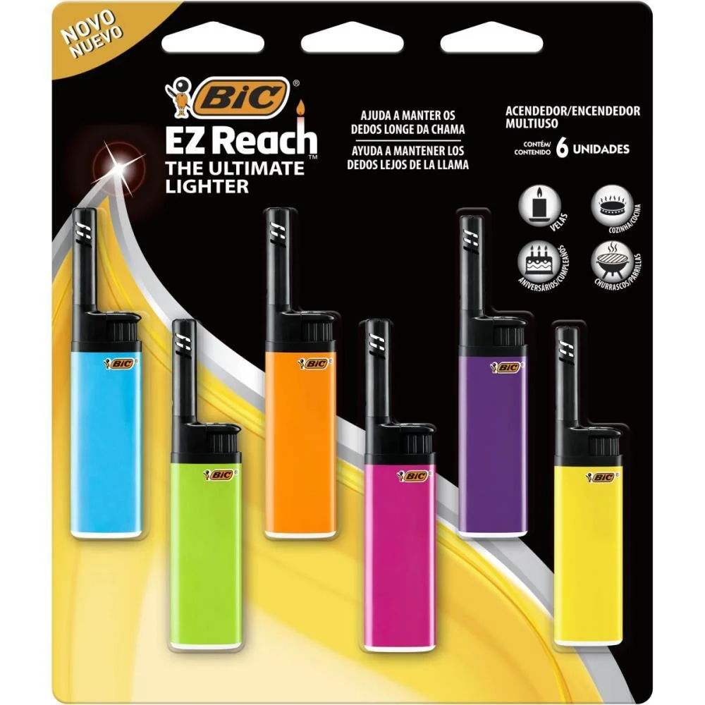 Isqueiro Descartavel Bic Ez Reach Cartela C/6 Bic (Cartela)