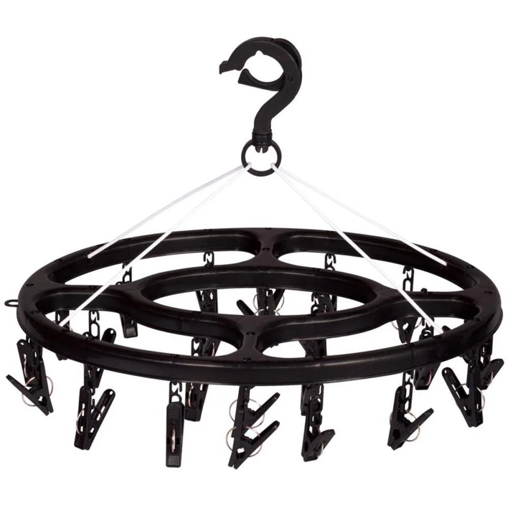 Varal Mini Oval 24 Prendedores Preto Mor