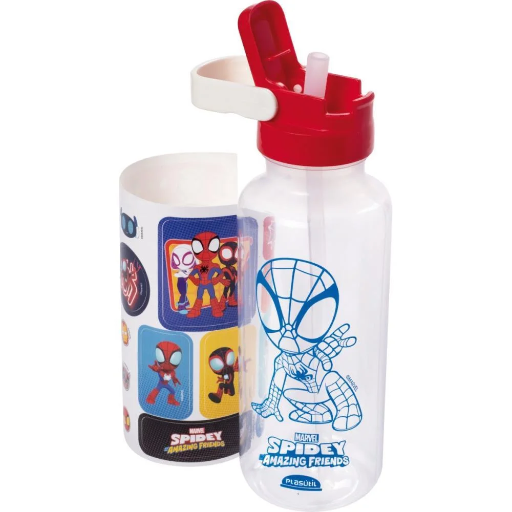 Garrafa Plastica Spidey Tampa Autom. 600Ml (S) Plasutil
