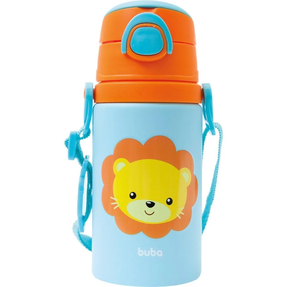 Garrafa De Aluminio Animal Fun Leao 450Ml. Fliptop Buba