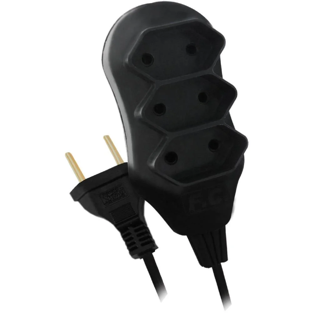 Extensao Eletrica Bipolar 3M 3 Tomadas Pt F.c.