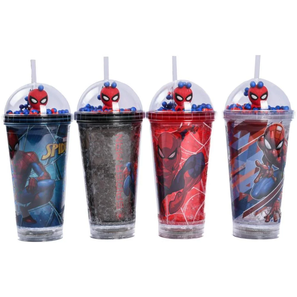 Copo Decorado Spider Man C/Led/Canudo 450Ml Bbr
