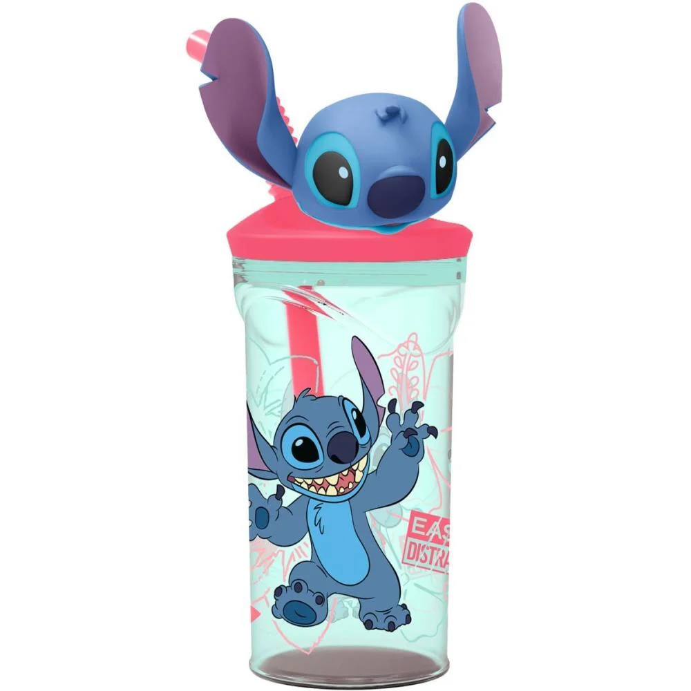Copo Decorado Stitch 3D C/Canudo 360Ml Yangzi
