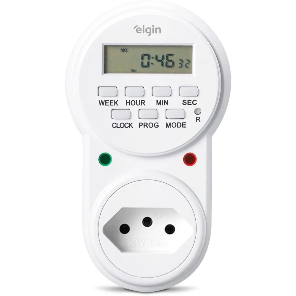 Timer Temporizador Digital 10A 2P+ T Elgin