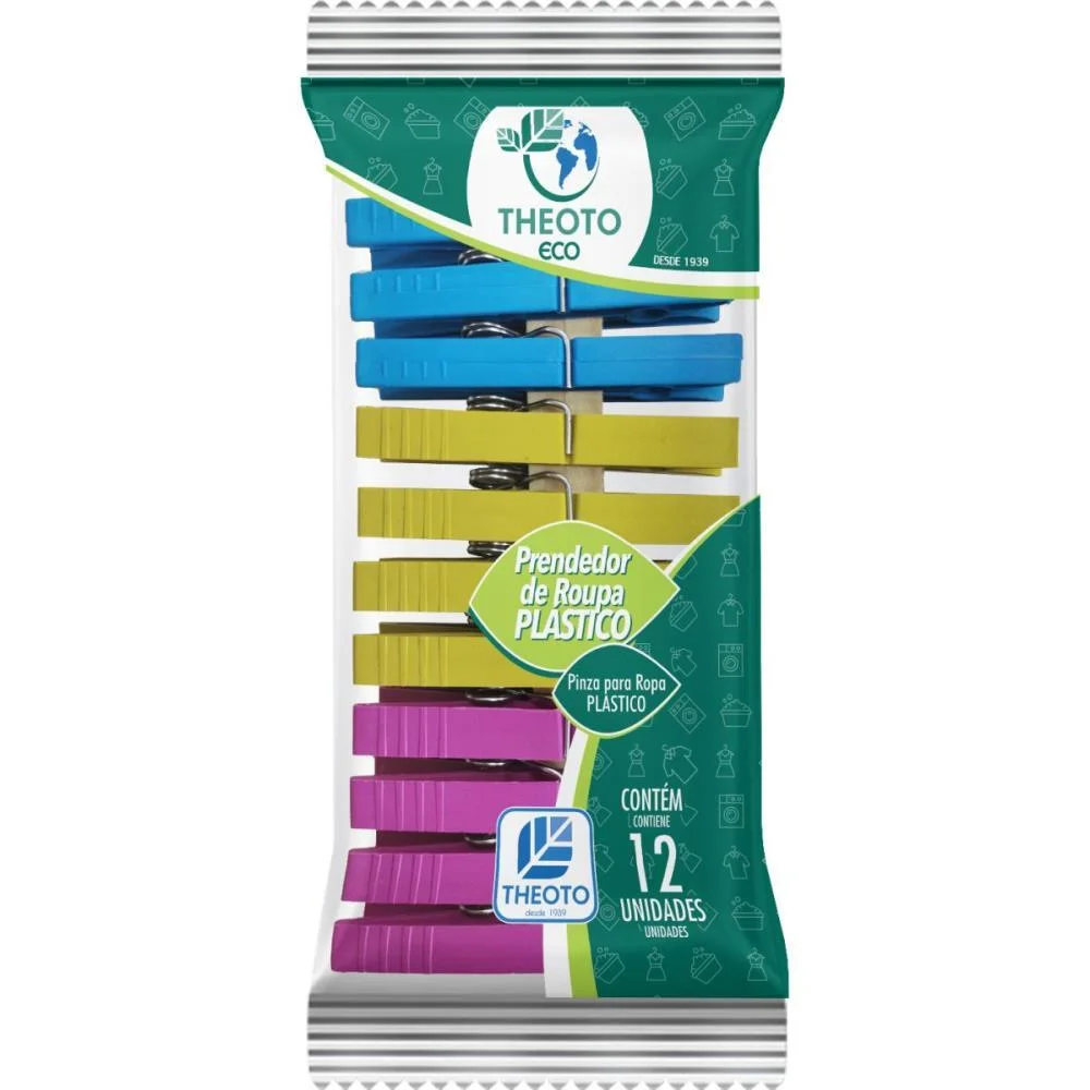 Prendedor De Roupa Plastico Pequeno Cores (S) Theoto (Pct.c/12)