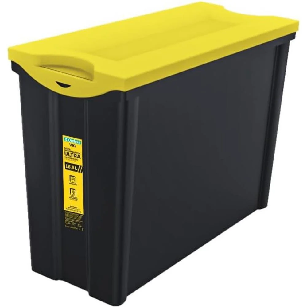 Caixa Plastica Multiuso Preto 16,5L 18,5X42X30,5 Alta Ordene