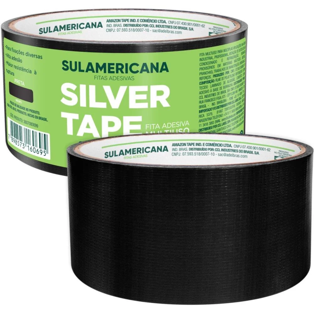 Fita De Alta Resistencia Silver Tape Preta 48Mmx5M. Sulamericana