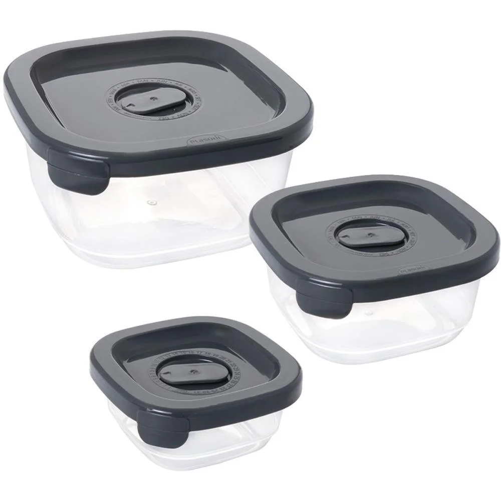 Pote Plastico Conj. 3 Potes Encaixaveis C/Va Plasutil (Kit)