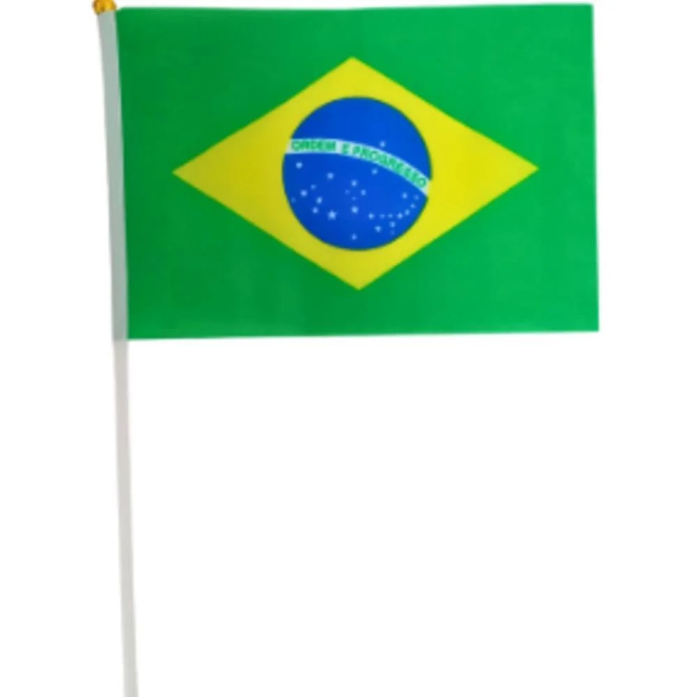 Copa Do Mundo Bandeira Brasil Hast.mao 60X90 Nyr Festas (Pct.c/12)