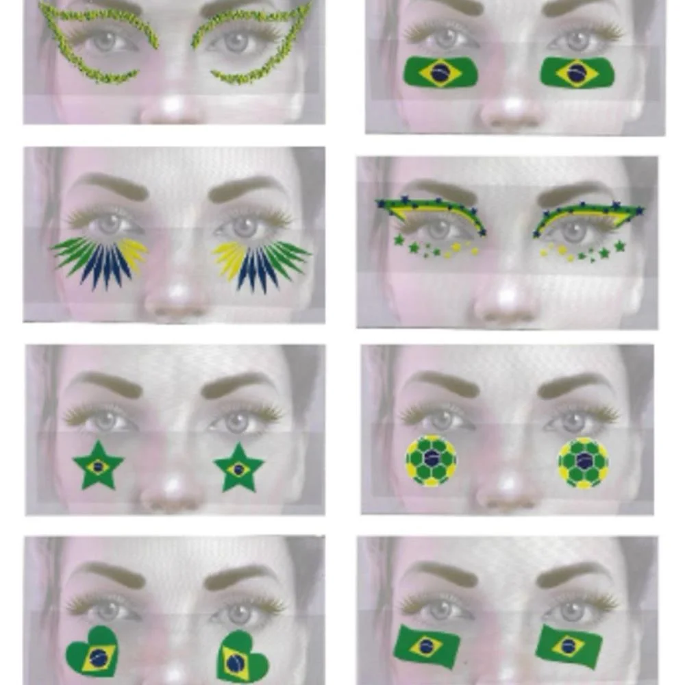 Copa Do Mundo Adesivo Facial Brasil (S) Nyr Festas (Pct.c/12)