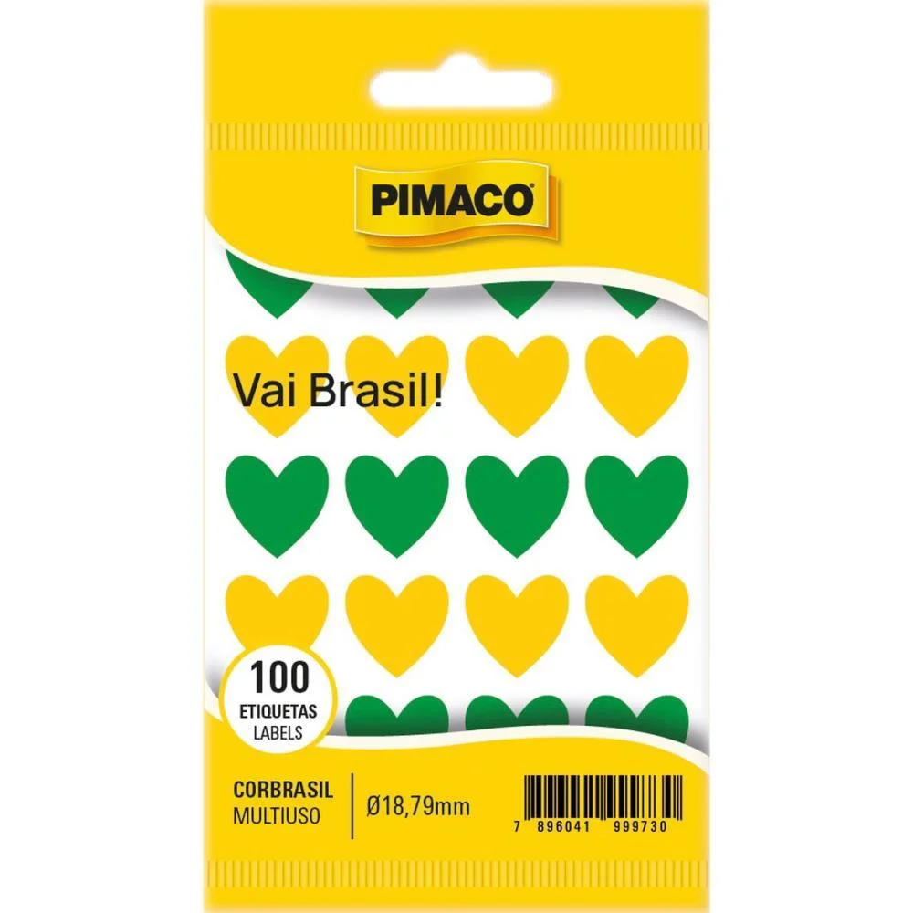 Copa Do Mundo Adesivo Tp-18 Coracao Brasil Pimaco (Ct.c/100)