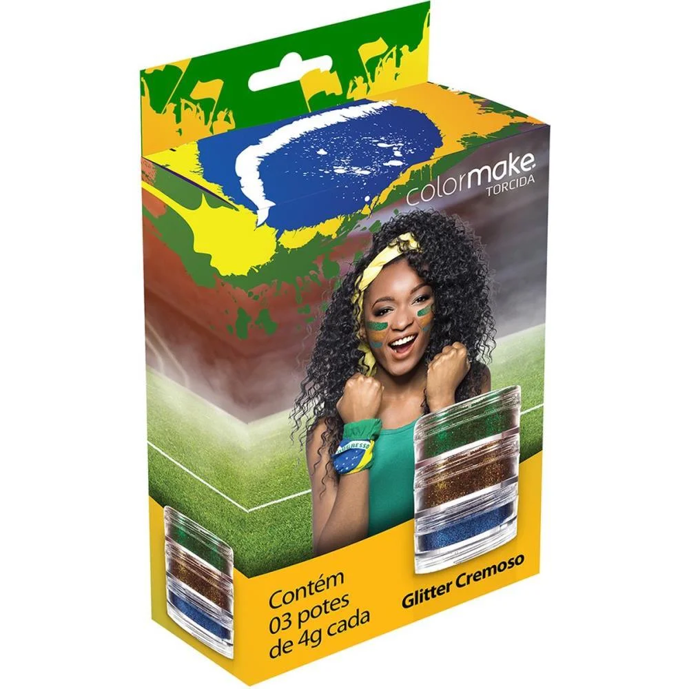 Copa Do Mundo Pintura Facial Gliter Az/Vd/Am Colormake (Kit.c/03)