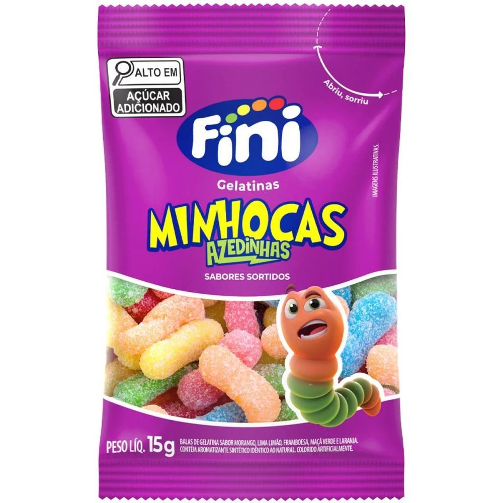 Doce Minhocas Azedinhas 15G. Fini C/ 12 Unidades