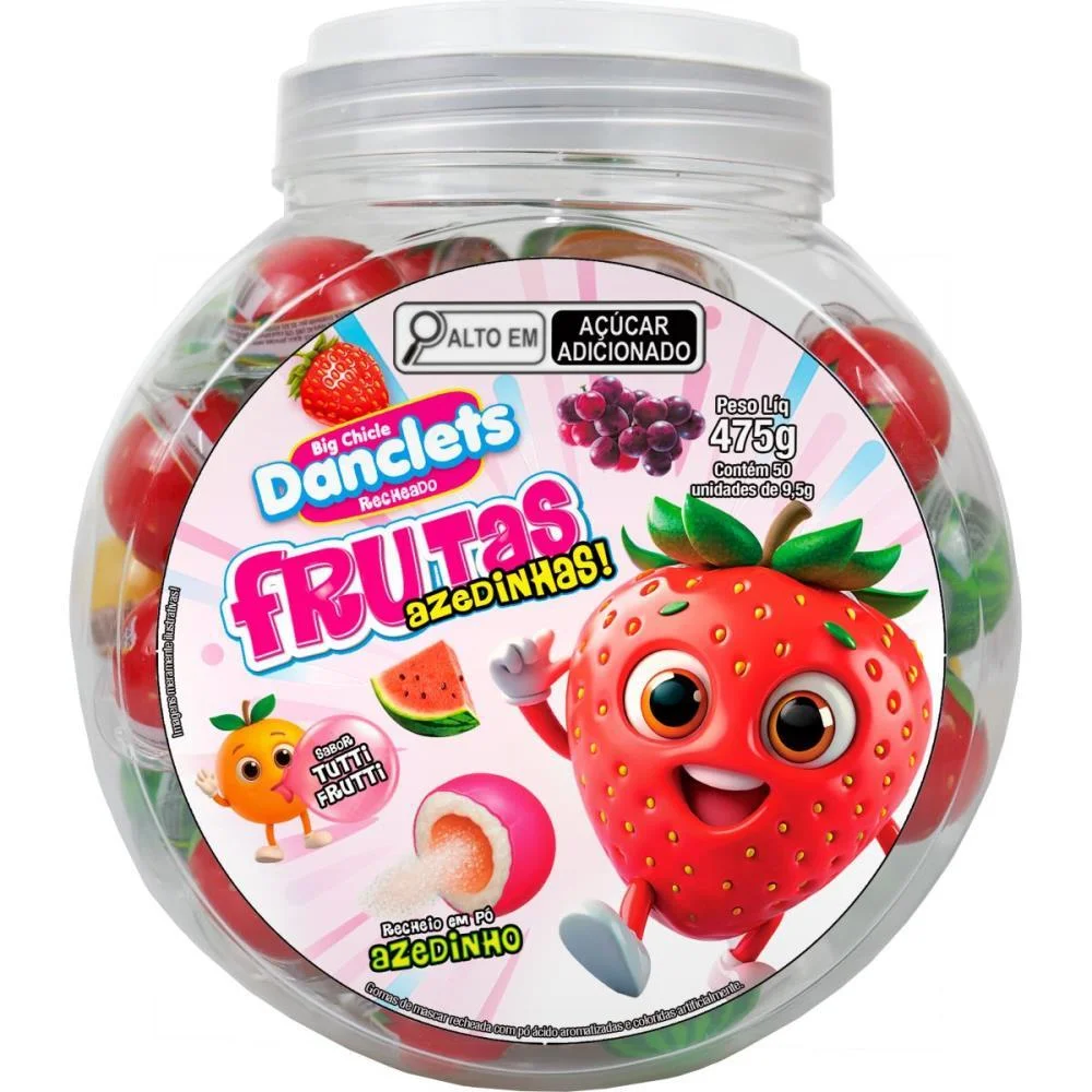 Doce Danclets Frutas C/Recheio (S) Danilla Foods C/ 50 Unidades