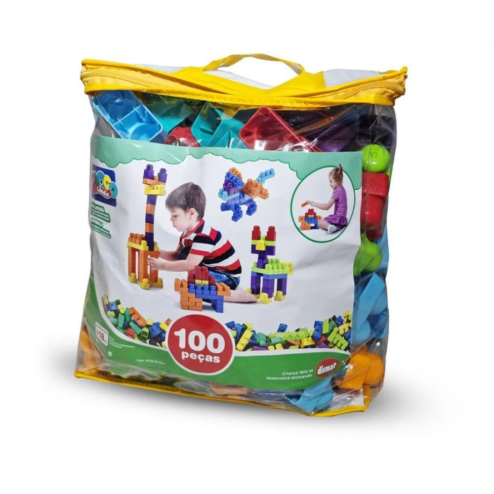 Brinquedo Para Montar Sacola Blocolandia 100 Pcs Dismat