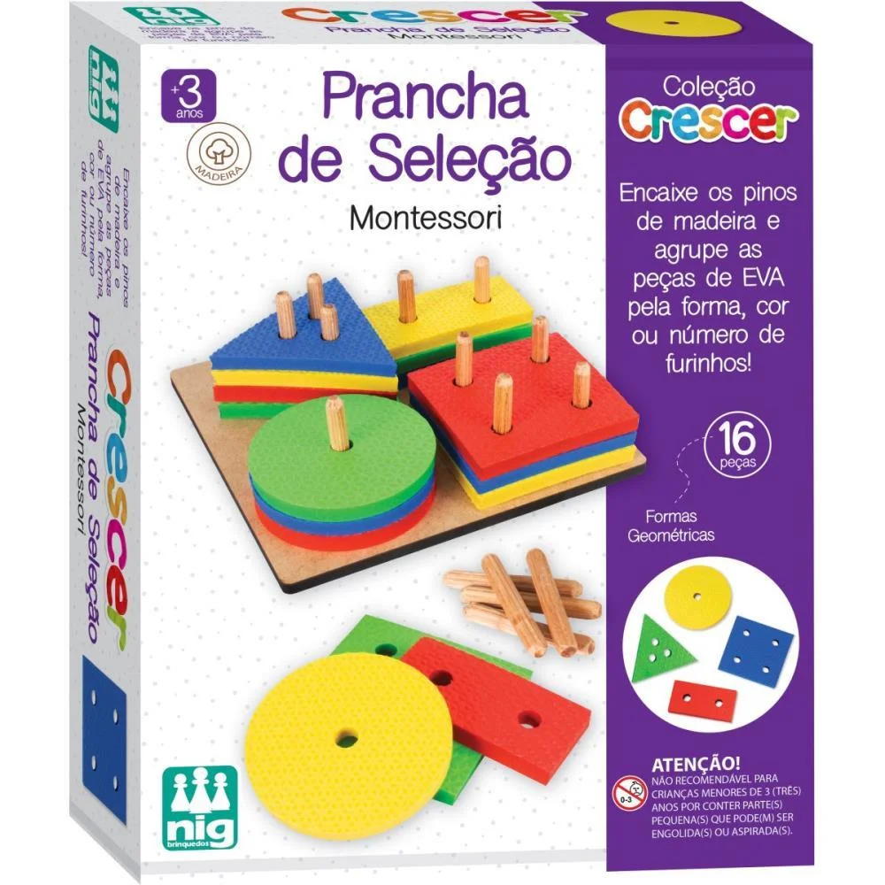 Brinquedo Pedagogico Madeira Prancha De Selecao 16Pcs Nig Brinquedos
