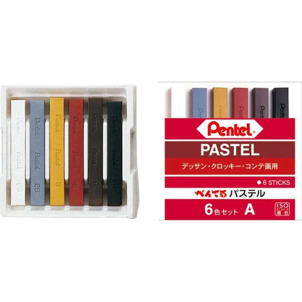Giz Pastel Seco 6Cores Basicas Pentel (Estojo)