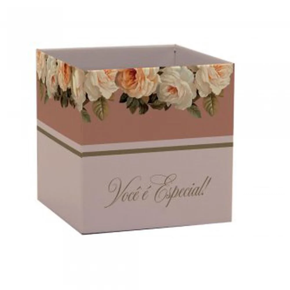 Cachepot Paper Decorado Pote 15 Giullia Quadrado 15X15 Xingo Embalagens (Pct.c/10)