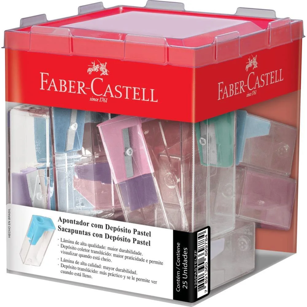 Apontador Com Deposito Tons Pastel (S) Faber-Castell (Dp.c/25)