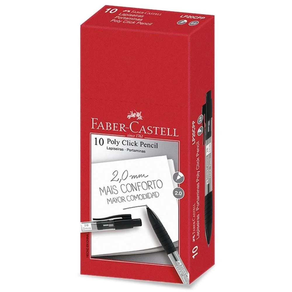 Lapiseira 2.0Mm Click Pencil Preta Faber-Castell (Cx.c/10)