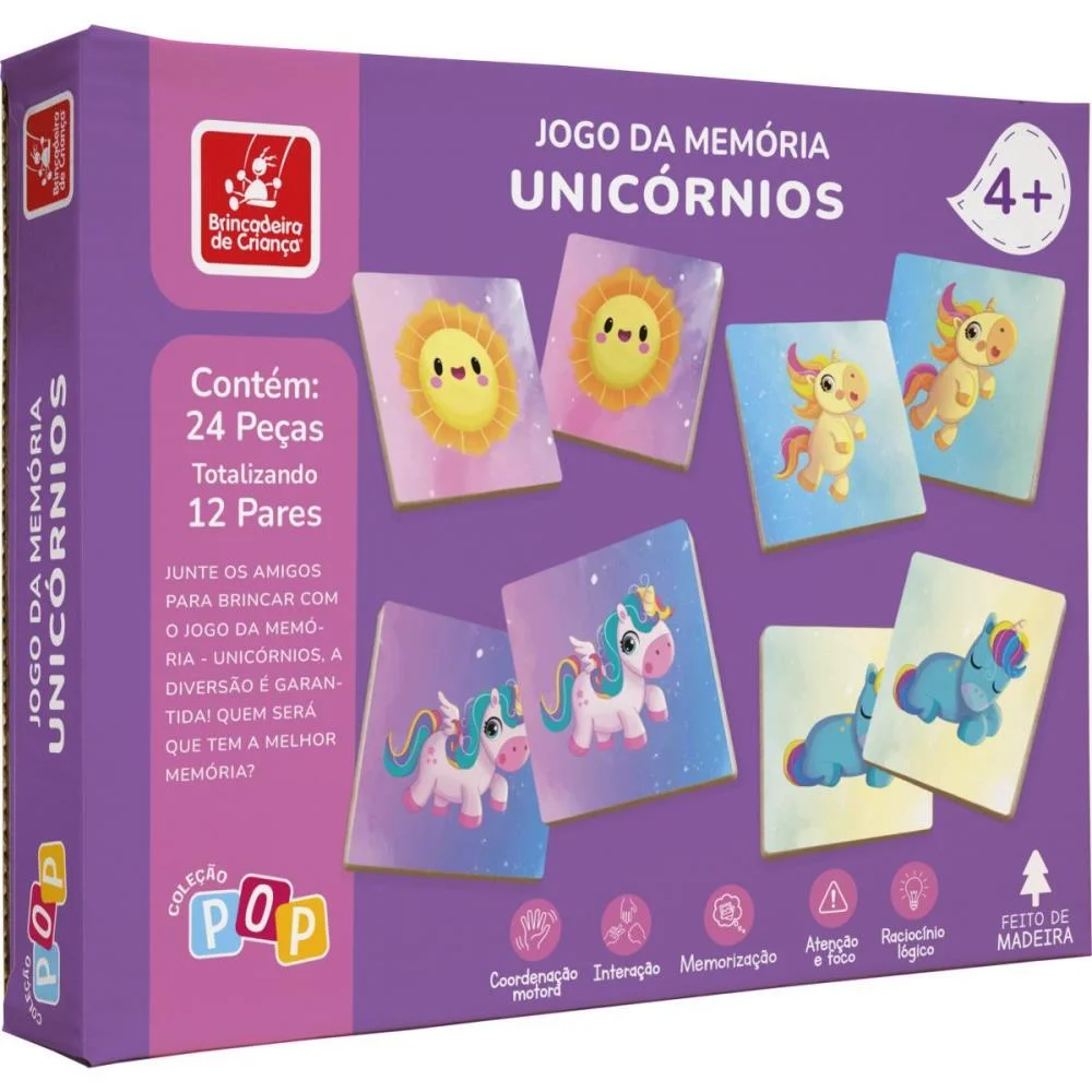 Jogo Da Memoria Em Madeira Uniconios 24Pcs Brinc. De Crianca