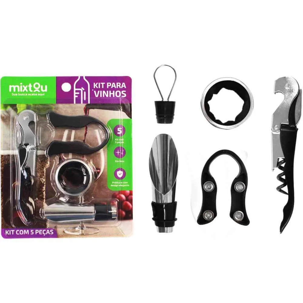Utensilio Domestico Kit P/Vinho 5 Pecas Inoxidavel Santana Centro