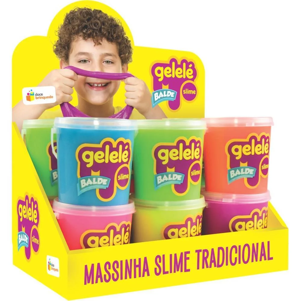 Slime Gelelé Balde Tradicional 457G Doce Brinquedo (Dp.c/12)
