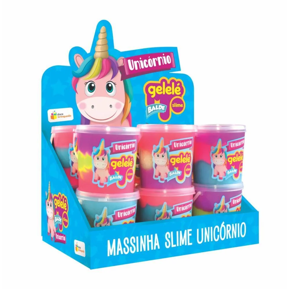 Slime Gelelé Balde Unicornio 457G Doce Brinquedo (Dp.c/12)