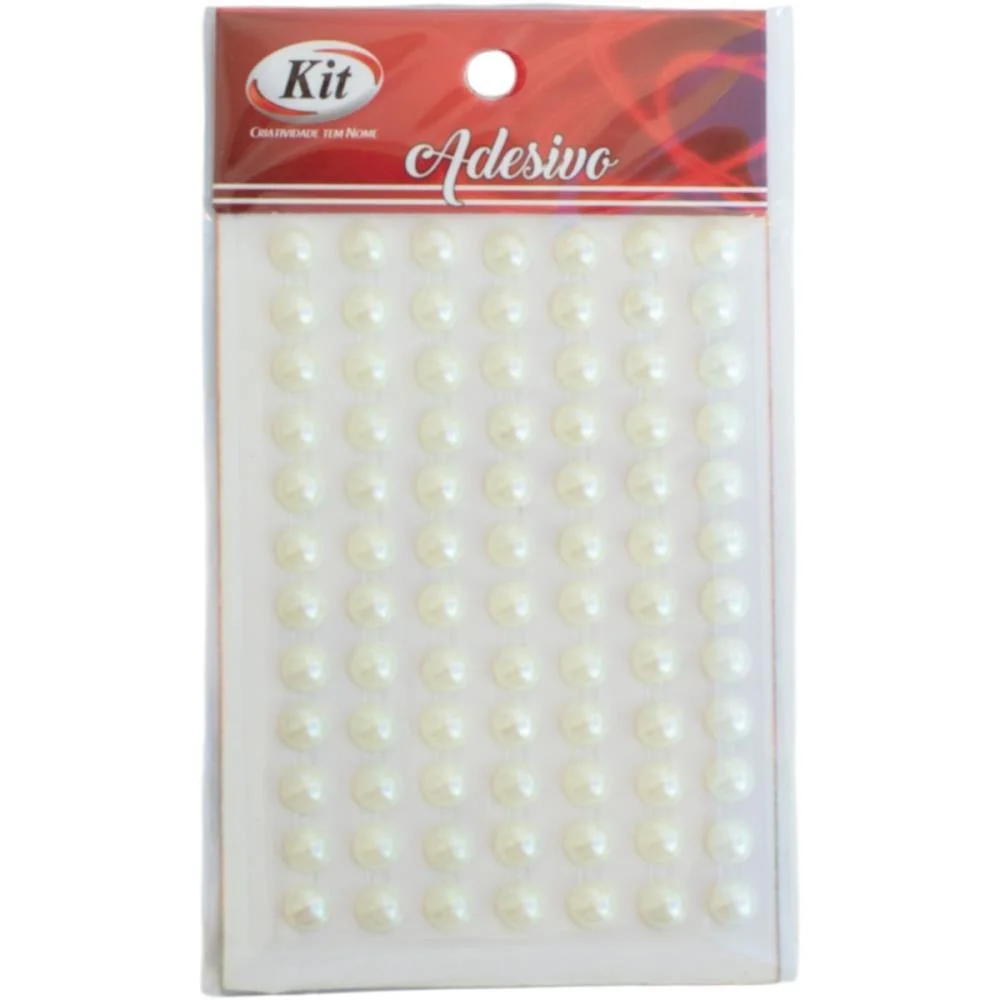 Pedraria 1/2 Perola 6Mm Adesiva Creme Kit (Pct.c/12)
