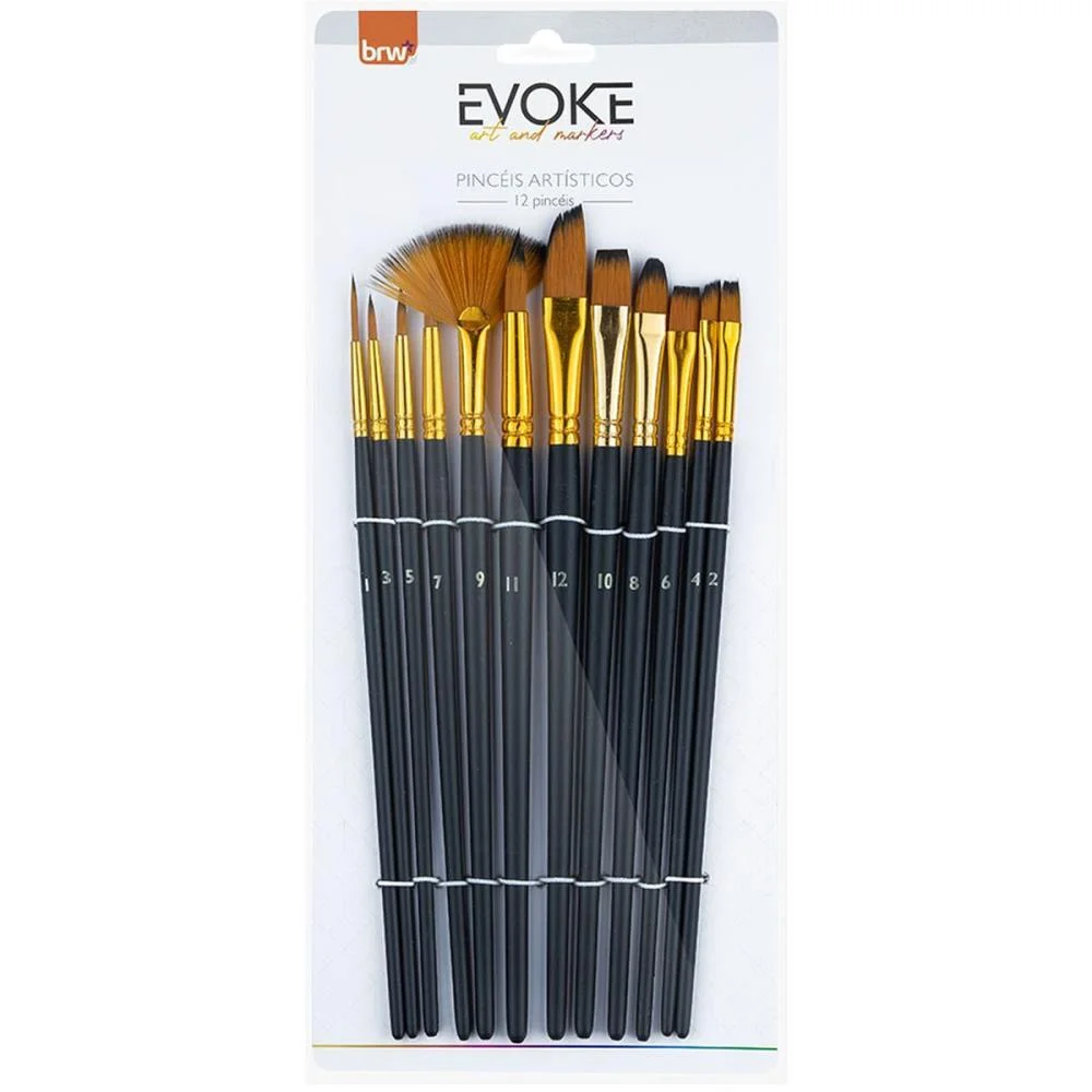 Pincel Artesanal Artistico Com 12 Unidades Brw (Blister)