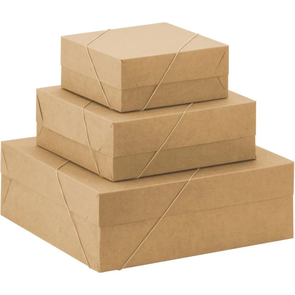 Caixa Para Presente Com Tampa Kraft Pq 16X16X7 Elast. Cristina (Pct.c/10)