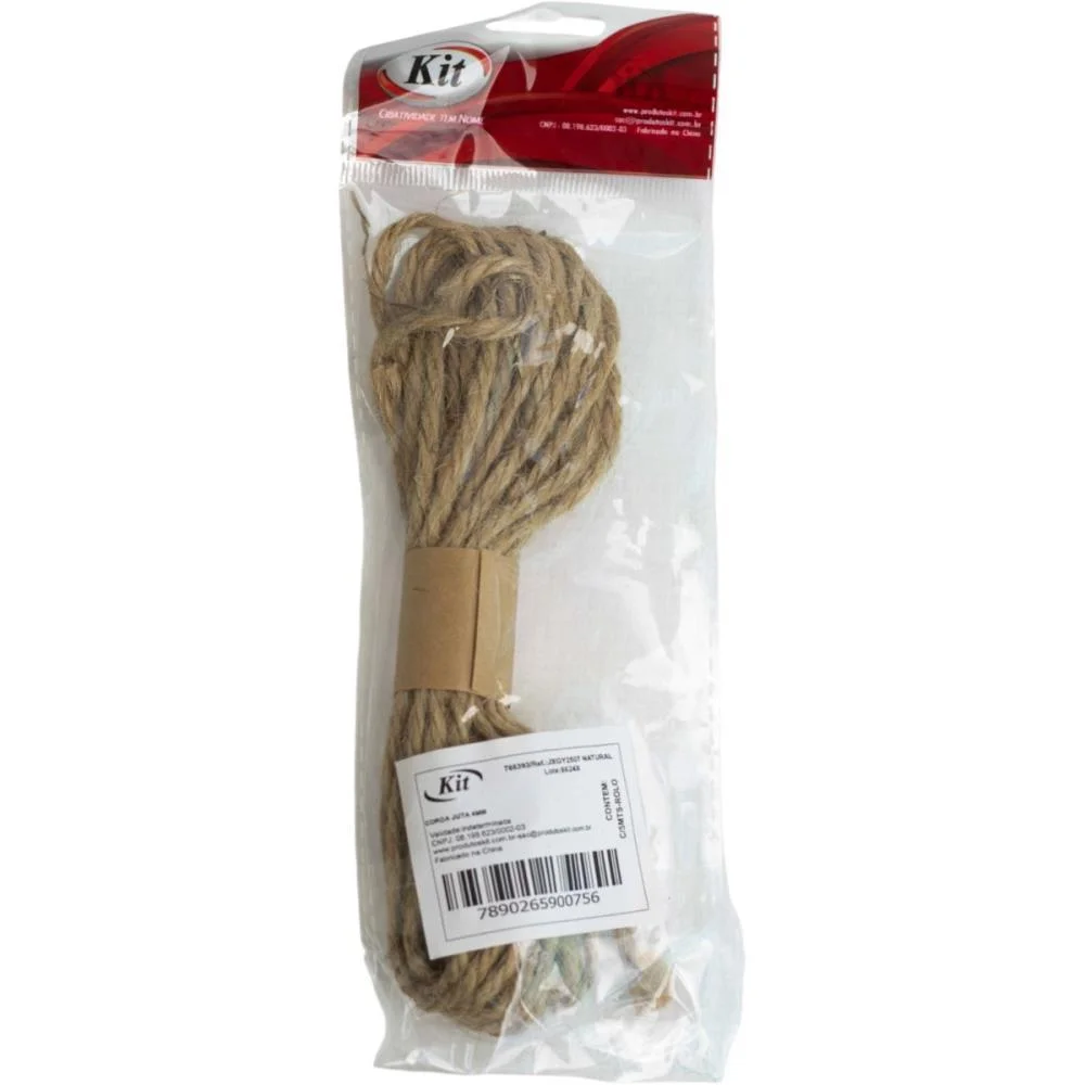 Fio De Juta 4Mm Natural 5Mts Kit (Cartela)