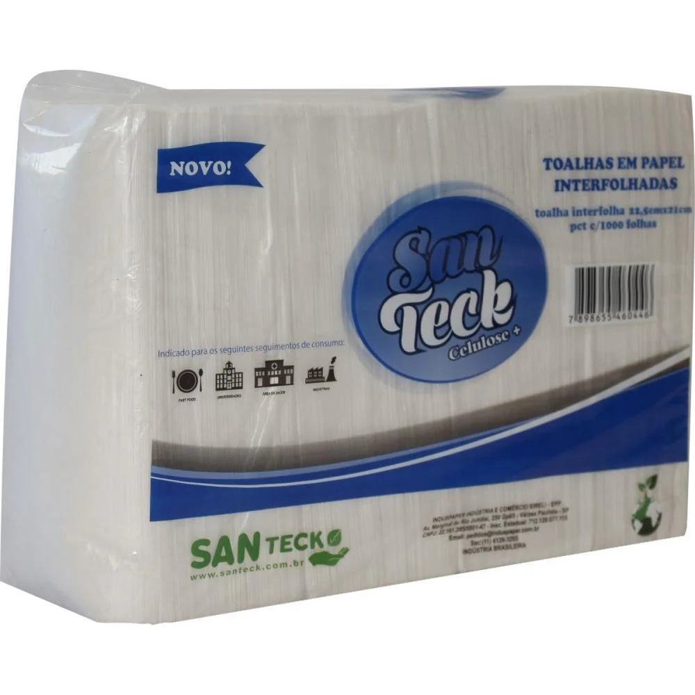 Papel Toalha 2 Dobras 22,5X21Cm 1000 Fl. Santeck (Fardo)