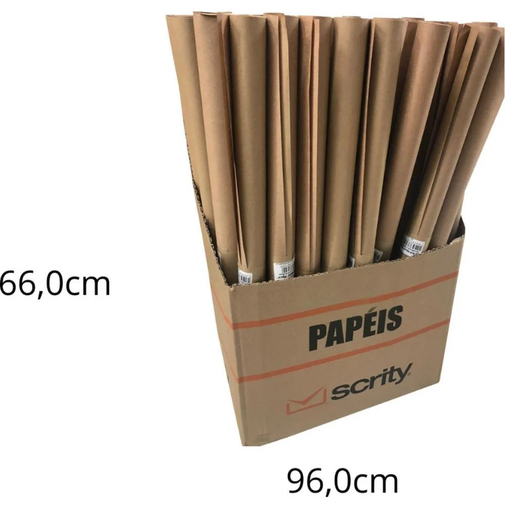 Papel Kraft Folha 66X96Cm 80G Natural C/2Fls Scrity (Dp.c/100)