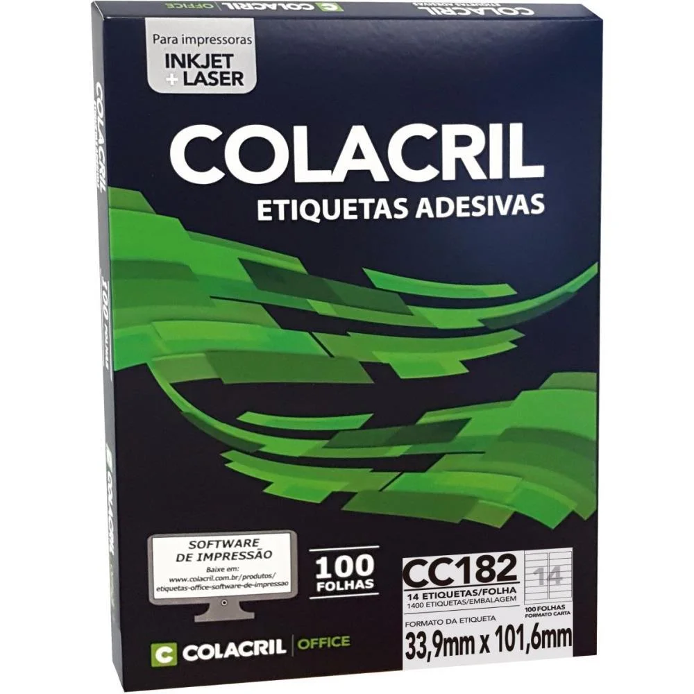 Etiqueta Carta 33,9X101,6Mm 100 Folhas Colacril (Pct.c/1400)