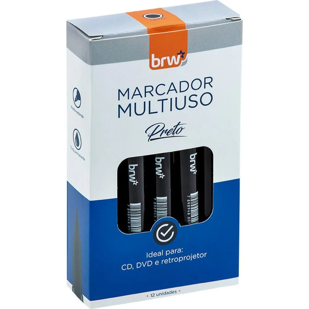 Caneta Para Cd 2.0Mm Preto Brw (Cx.c/12)