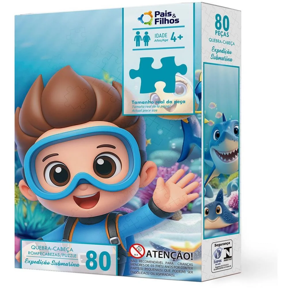 Quebra-Cabeca Cartonado Expedicao Submarina 80 Pecas Pais E Filhos (Unidade)