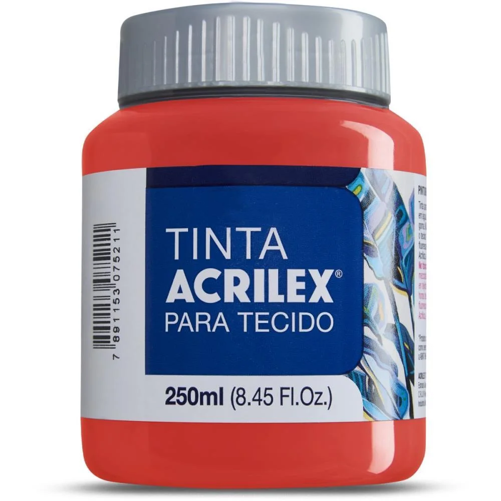 Tinta Para Tecido Fosca 250Ml Vermelho Vivo Acrilex (Pct.c/03)