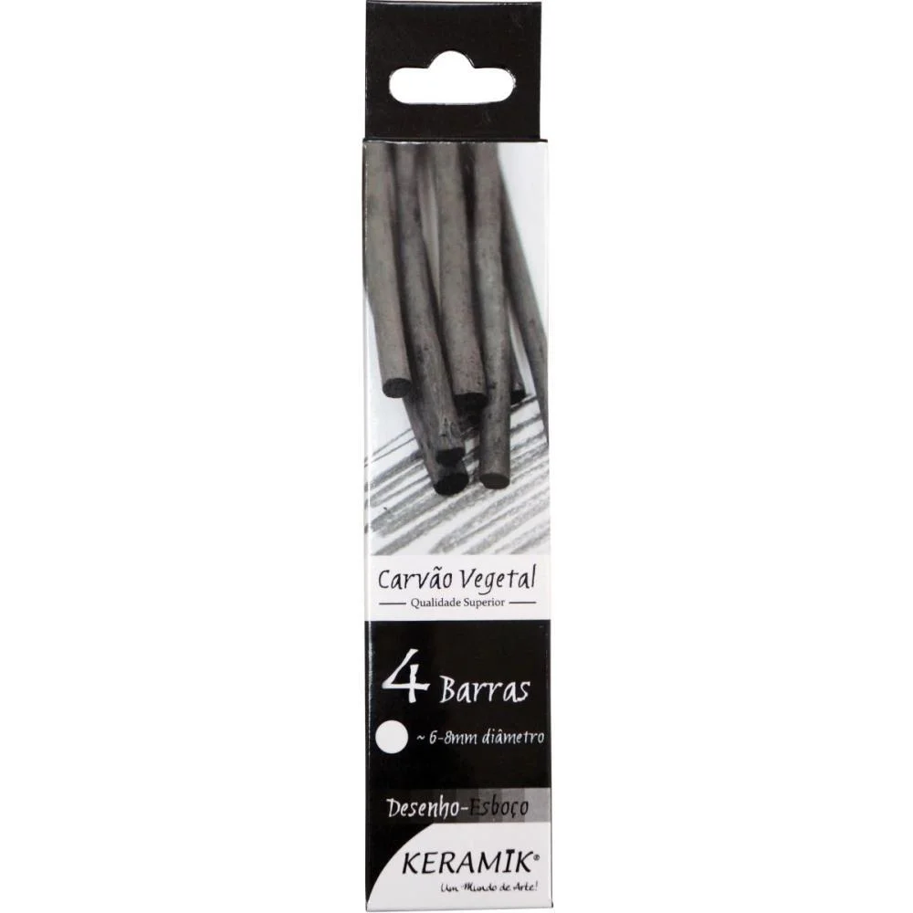 Carvao Para Desenho Vegetal Natural 6-8Mm. Keramik (Bl.c/04)